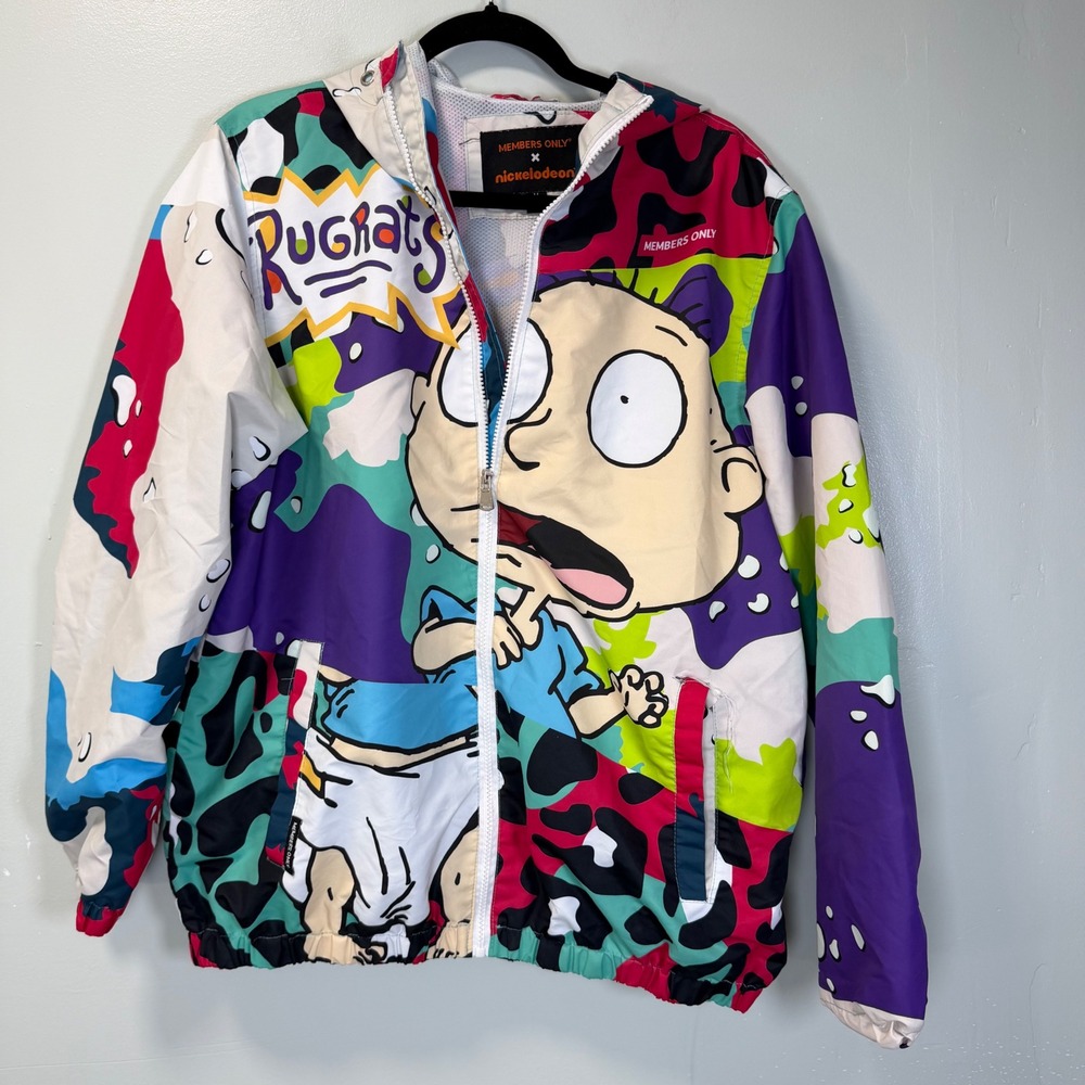 Members Only Nickelodeon Rugrats Windbreaker‎ Jacket Mens Medium MN080119 Multi